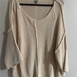 Aerie Cream Scoop Neck Sweater